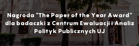 Artykuł badaczki z CEAPP nagrodzony tytułem "The Paper of the Year Award"