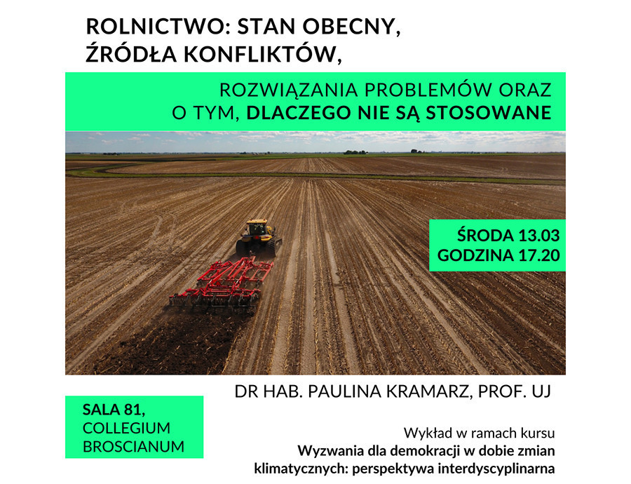 Lecture - Agriculture: current state of play, sources of conflict, solutions to problems and why they are not being applied